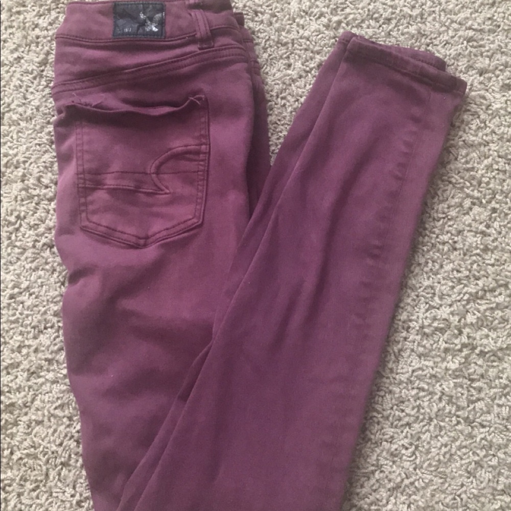 American Eagle maroon high rise jegging